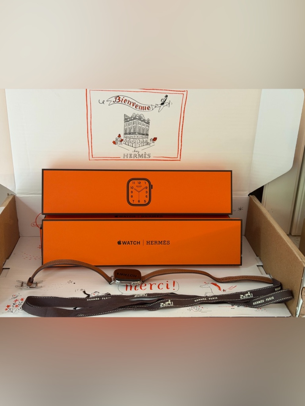 Hermes Series 10 Apple Watch & Bands - Double Tour 42mm Hapi Attelage EUC - Picture 2 of 16